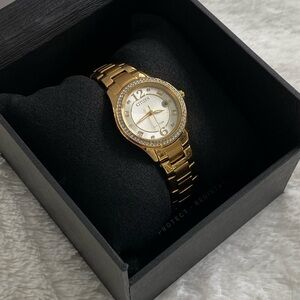 Citizen Women's Gold and Clear Stone Eco Drive Watch
